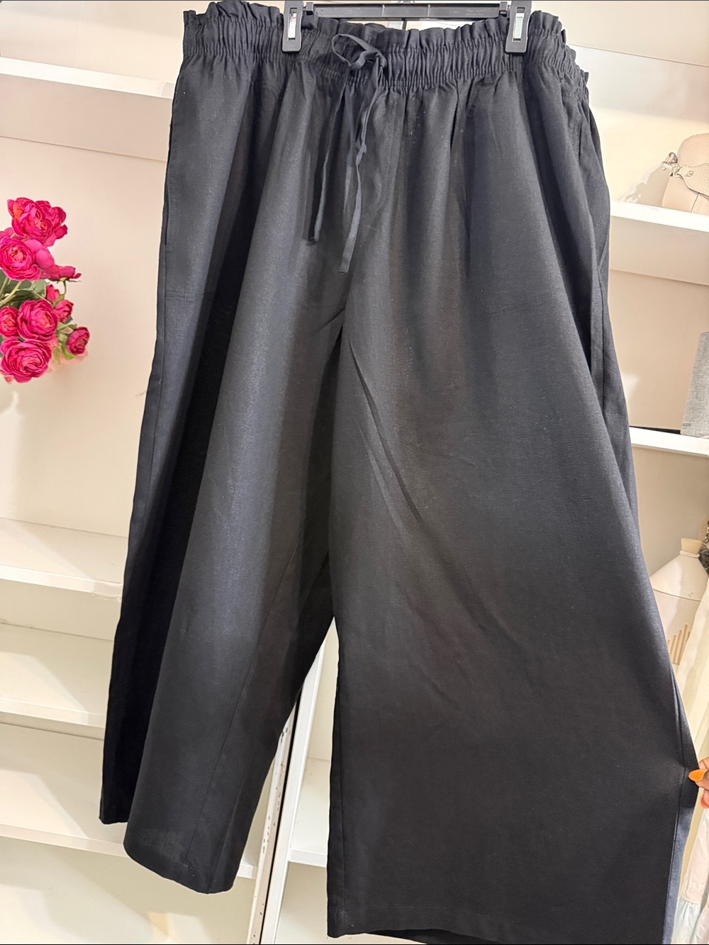 AVA & VIV BLACK LINEN WIDE LEG PANTS 3X NEW • - Picture 4 of 9